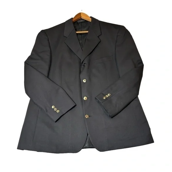 von furstenberg black men’s dinner jacket suit blazer coat w/metal buttons. 46R - Picture 1 of 15